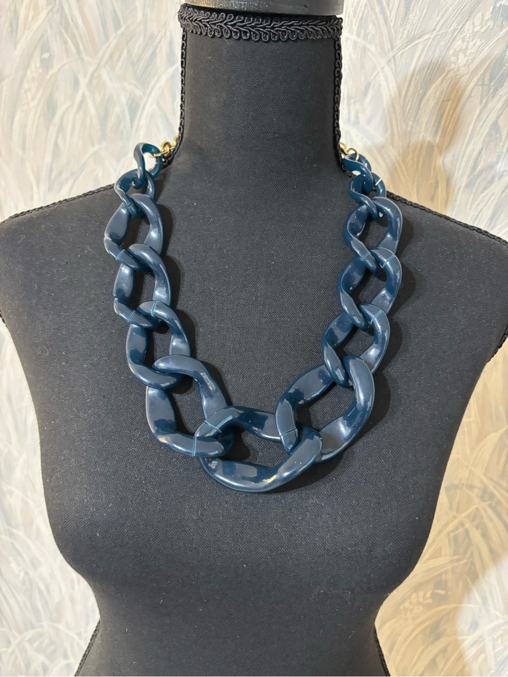 Chunky Navy Blue Curb Link Necklace by Baublebar 23”+2”